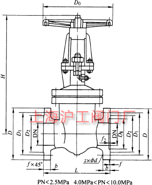 DKZ41H��DKZ41Y �� PN10~PN100 �������l�y��Ҫ���μ��Y(ji��)��(g��u)�ߴ�ʾ��D